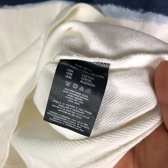 Slate & Stone Roman Blust Striped Cotton Sweatshirt in White/Blue Size M… - Picture 8 of 9